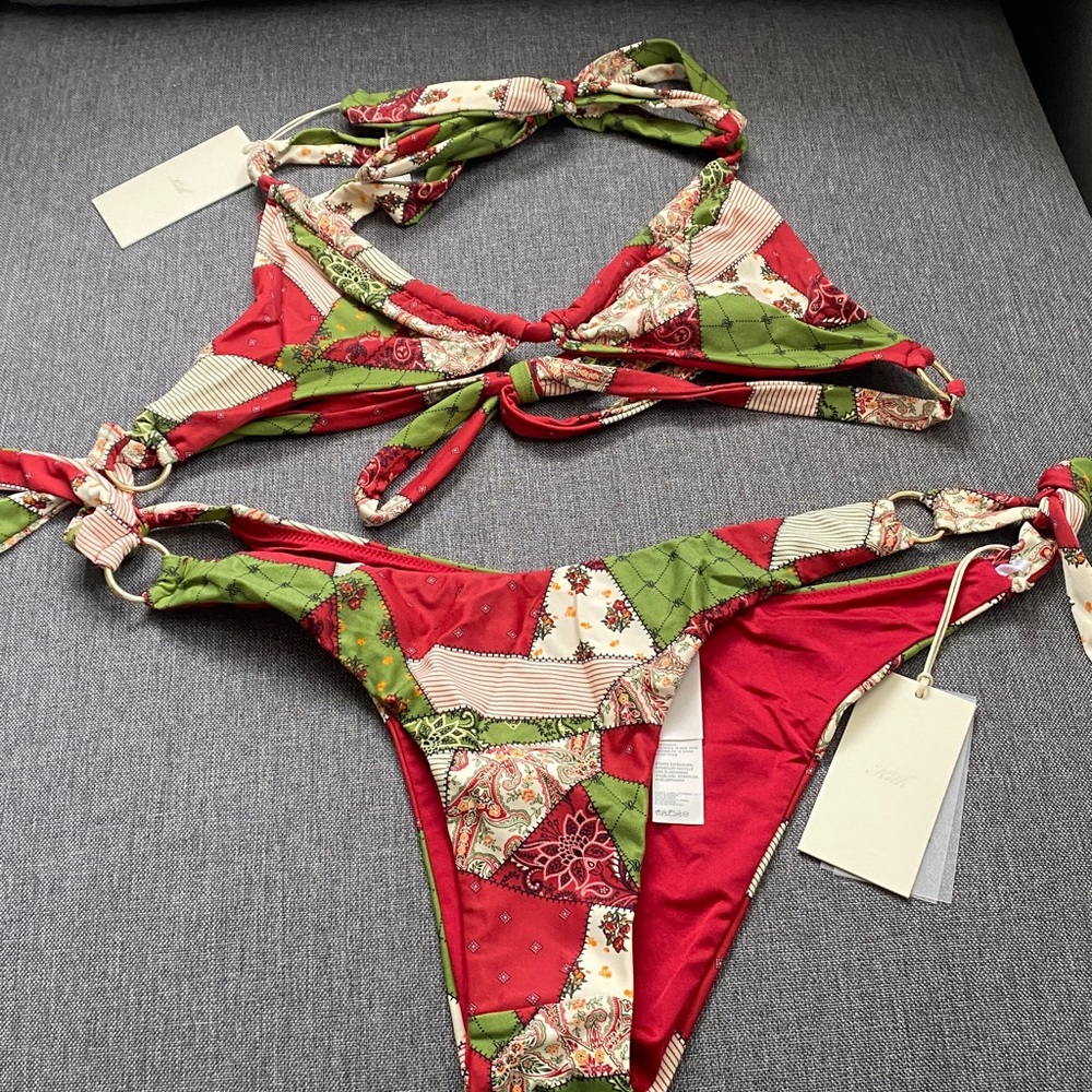Kith Patchwork Bikini Set - Red and Green